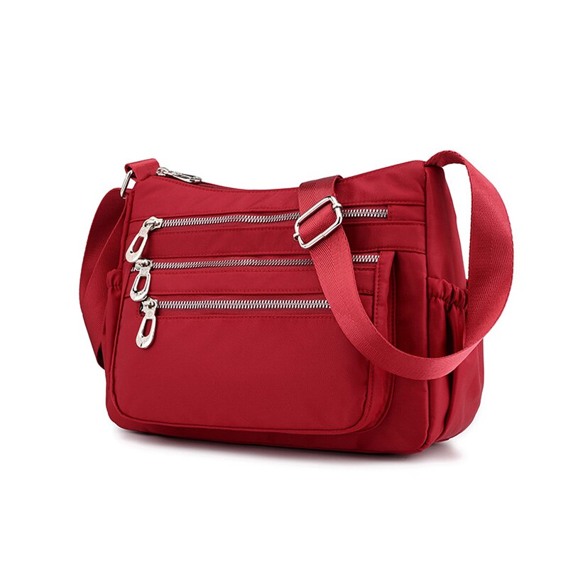Damer håndvesker sommer stil budbringer vesker nylon crossbody skuldervesker damer uformelt reise kvinner topphåndtak bag bolsas: Rød