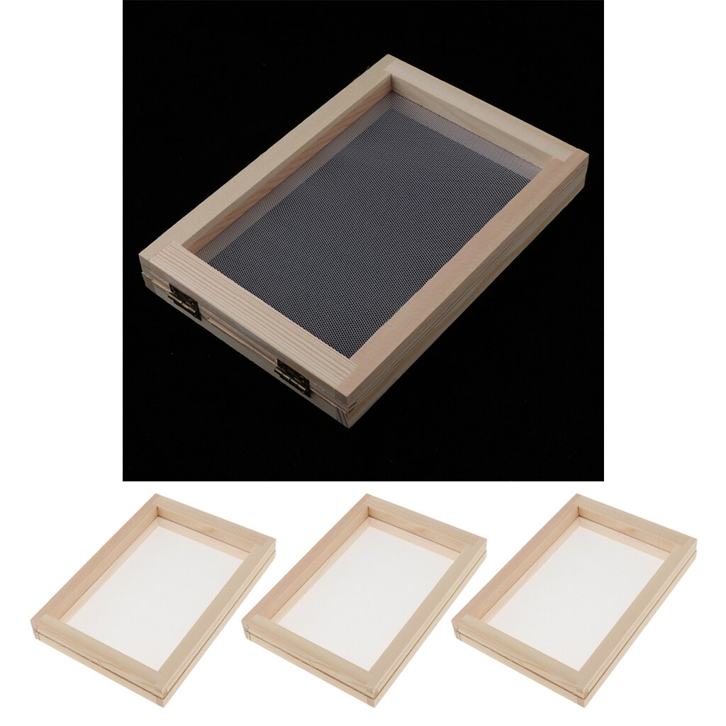 3pcs 2 in 1 Wood Paper Making Frame Papermaking Mold Rectangular Mould Frame
