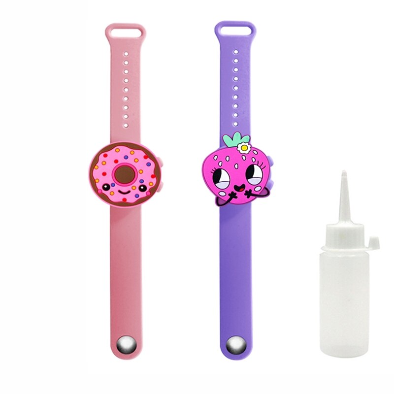 2Pcs Cute Unicorn Cartoon Wristband Hand Dispenser Portable hand sanitizer hand sanitzer hand sanatizer holder for children Kids: F 2Pcs Purple  pink
