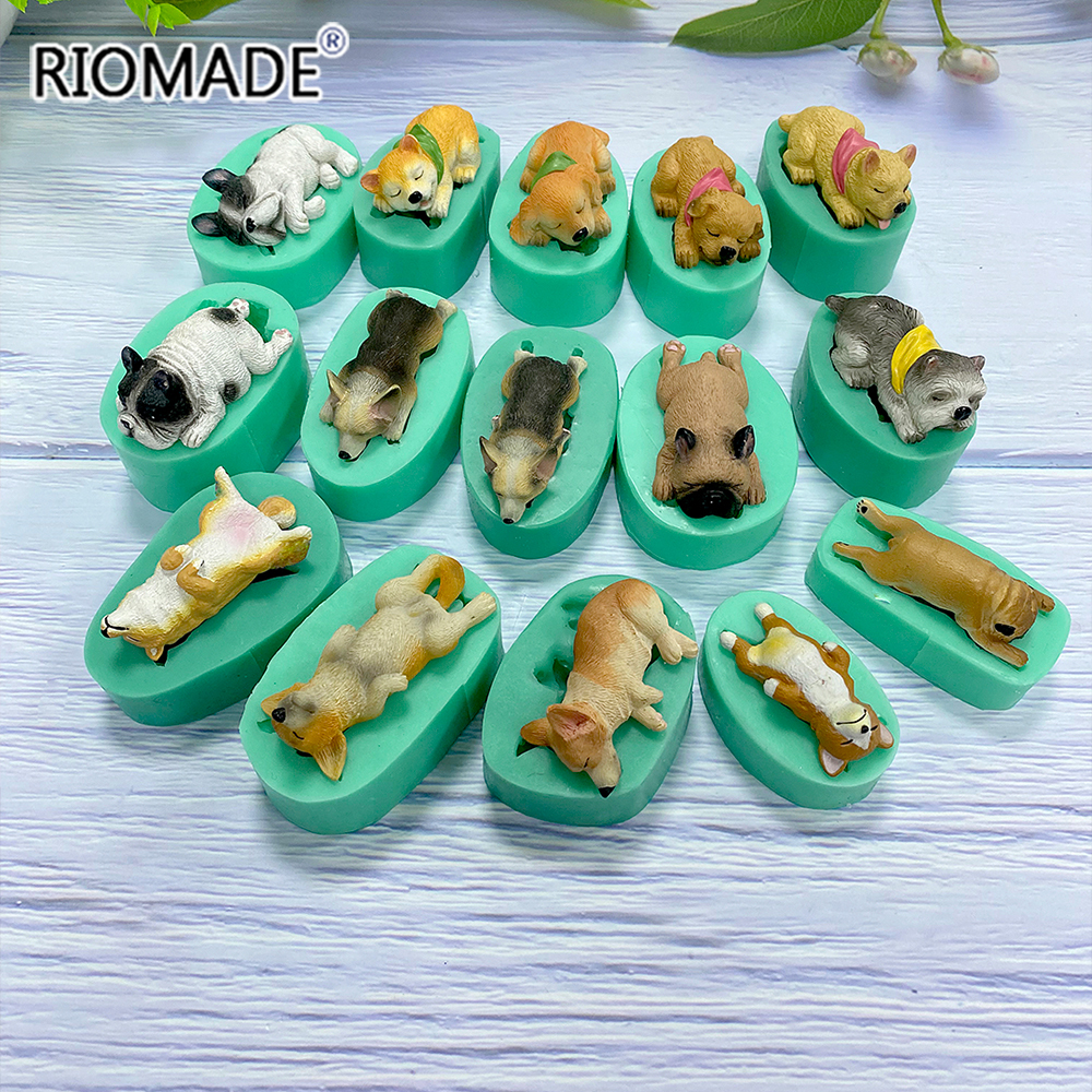 Corgi bulldog silikonfondantformar 13 hundar formar djurtårta dekorationsverktyg choklad dessert polymer lerform  f0661xg