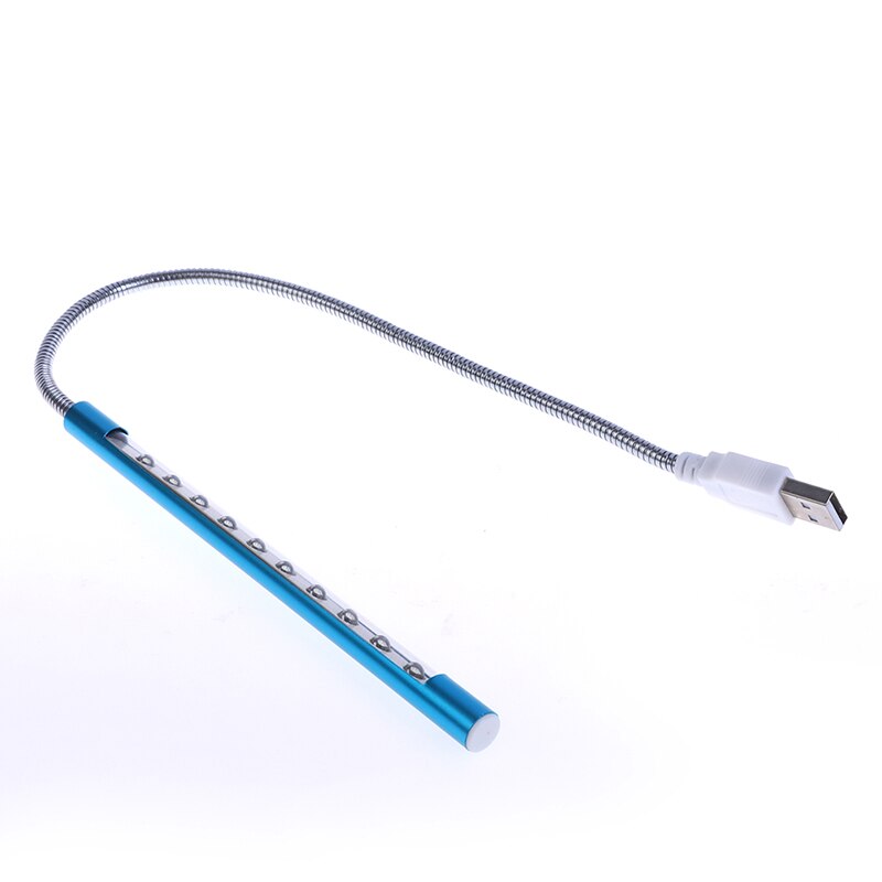 Lámpara de lectura para ordenador portátil, luz Led Mini Flexible, USB, 10 Luces, 1 unidad: Azul