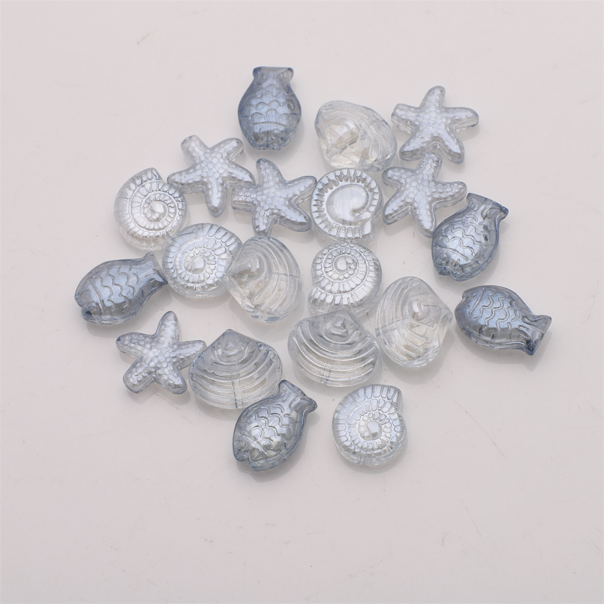 20 Pcs Mixed Shape Starfish /Snail /Shell/ Small Fish Crystal Glass Loose Beads DIY Making Earing Necklace Jewelry Accessories