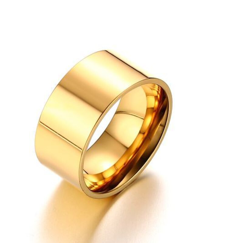 QianBei 8mm Klassieke Brede Dikke Ring voor Mannen Goud Kleur Zilver Kleur Zwart Roestvrij Staal Mannelijke Ring Alliantie Bruiloft sieraden: 7 / YELLOW