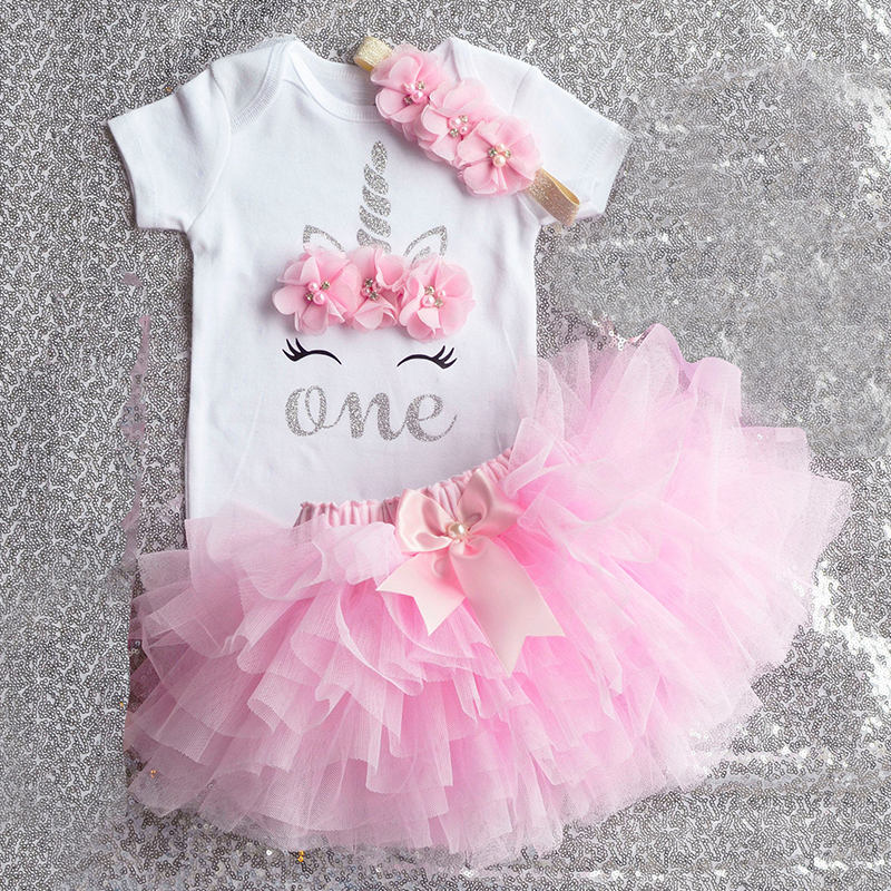 3pcs Baby Girl 1 Year Birthday Party Dress For Toddler Christening Tutu Cake Girls Dress Newborn 1st Baptism Vestido Outfits: ITEM 14