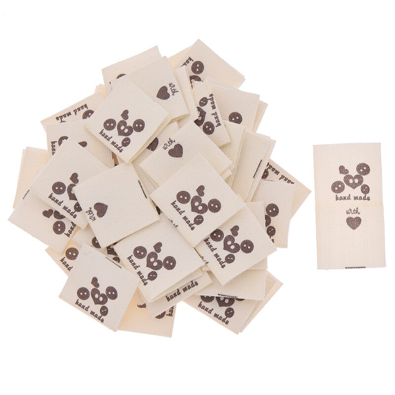 Etiquetas artesanales hechas a mano con patrón impreso, suministros acolchados para ropa, accesorios de decoración, 50 Uds.