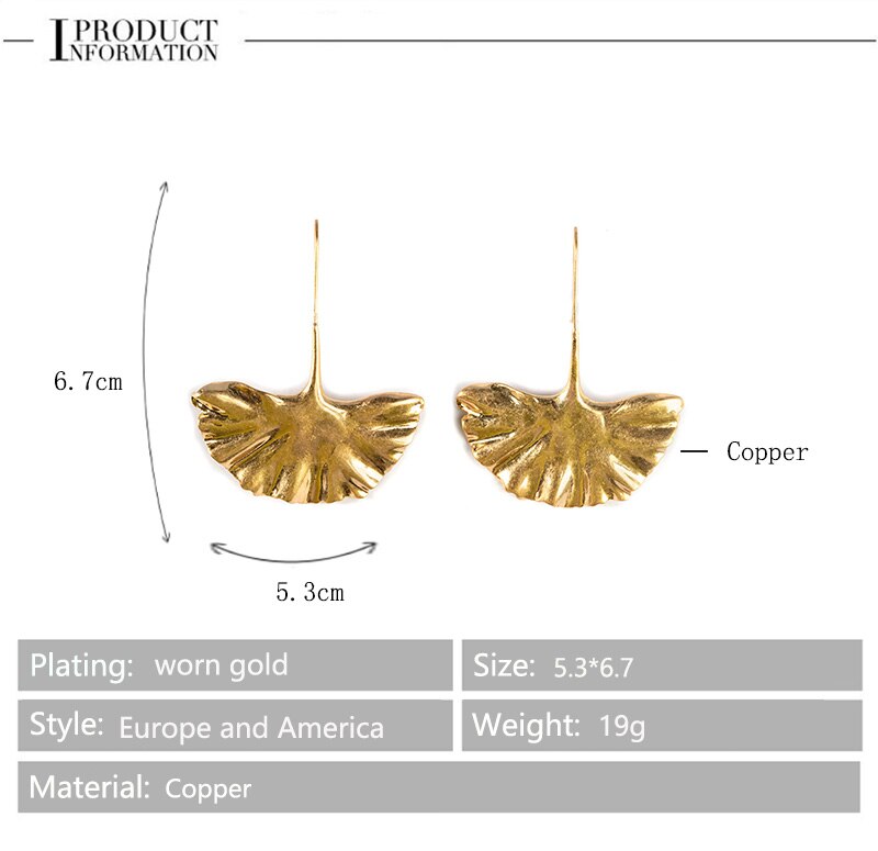Fan Metal Earrings for Women Jewelry dangle Earrings Bohemia White/Golden fans Earring: MSE-191110383 GP