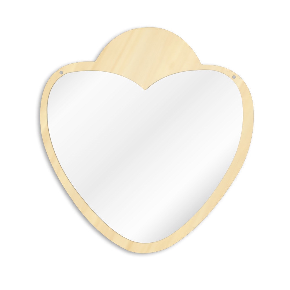 Heart Shaped Acrylic Wall Mirror with Wooden Back Girl Room Decoration Make-up Wall Mirror Valentines Day For Her