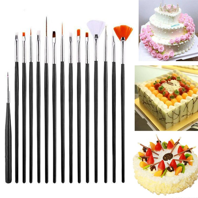 15Stck Kuchen Dekorieren Werkzeuge Backen Stift Zubehör Multifunktions Glasur Gebäck Pinsel Fondant Kuchen Malerei Pinsel Nagel Pinsel Stift