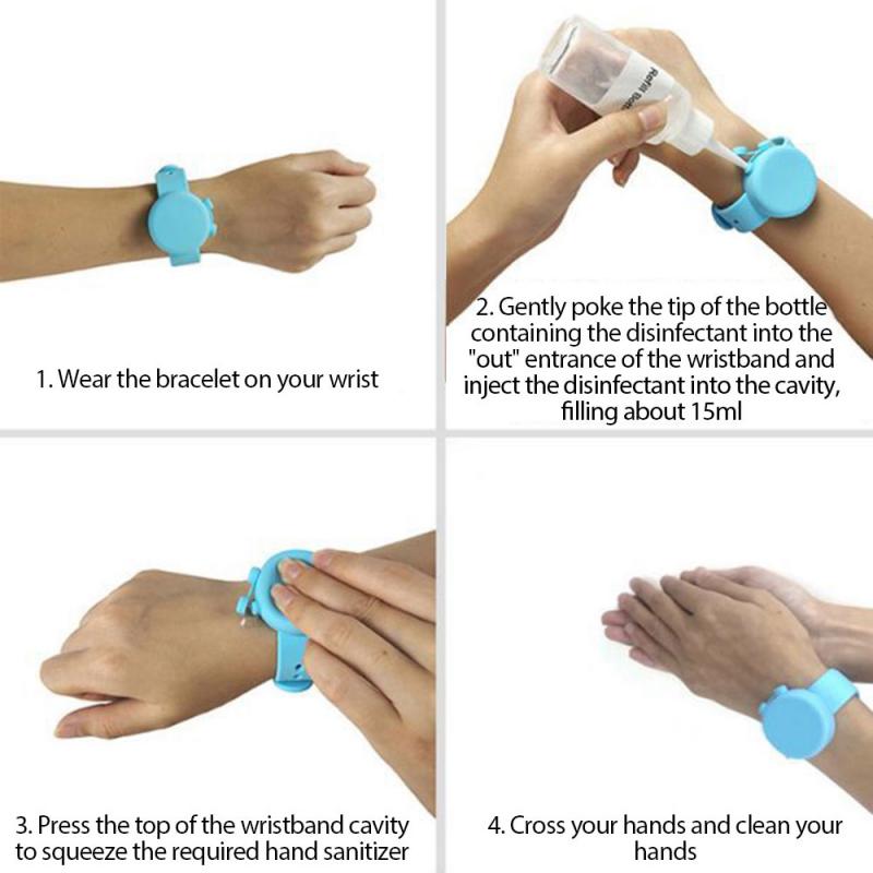 10ml Portable Outdoor Silicone Bracelet Wristband Soap Dispenser Band Squeeze Bottle Hand Sanitizer For Sunscreen Repellent