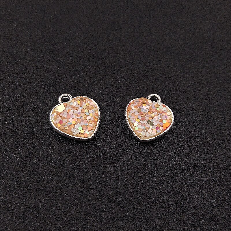 Breloque en forme de cœur rose, 50 pièces, pour boucles d'oreilles ou pendentifs de collier et accessoires de bijoux faits à la main, LX31-HZ634: HZ634