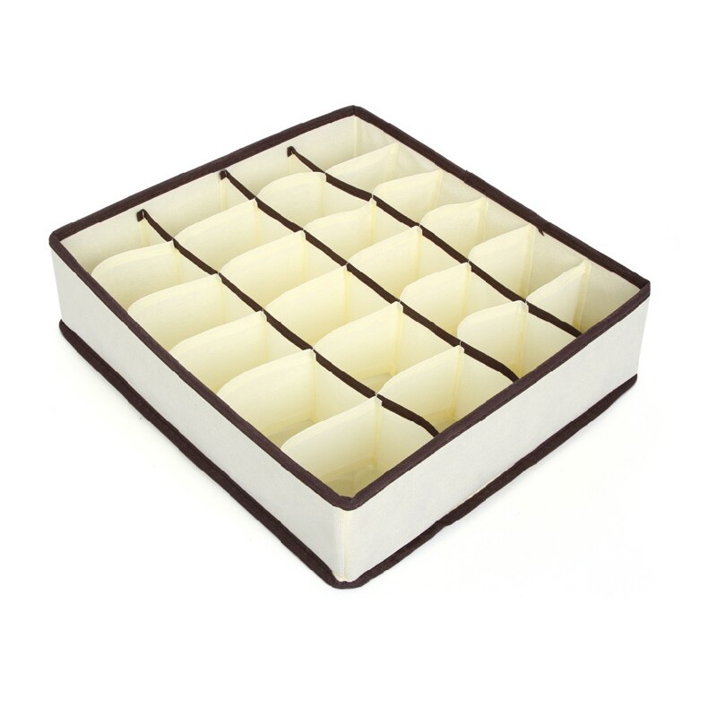 Underwear Bra Storage Box, Foldable Fabric Closet Organizer Drawer Closet Organizers Boxes for Underwear Scarves Socks Bra ect.: 1pcs Beige 24 cells