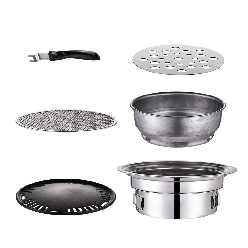 Koreaanse Houtskool Barbecue Grill Rvs Non-stick Barbecue Lade Grills Draagbare Houtskool Kachel Voor Outdoor Camping Bbq