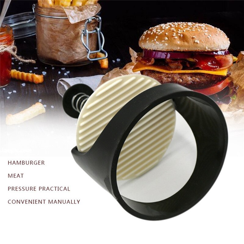 Ronde Vorm Hamburger Druk Roestvrij Staal Patty Mold Vlees Maker Keuken Plastic Gevulde Burger Druk Keuken Gadgets