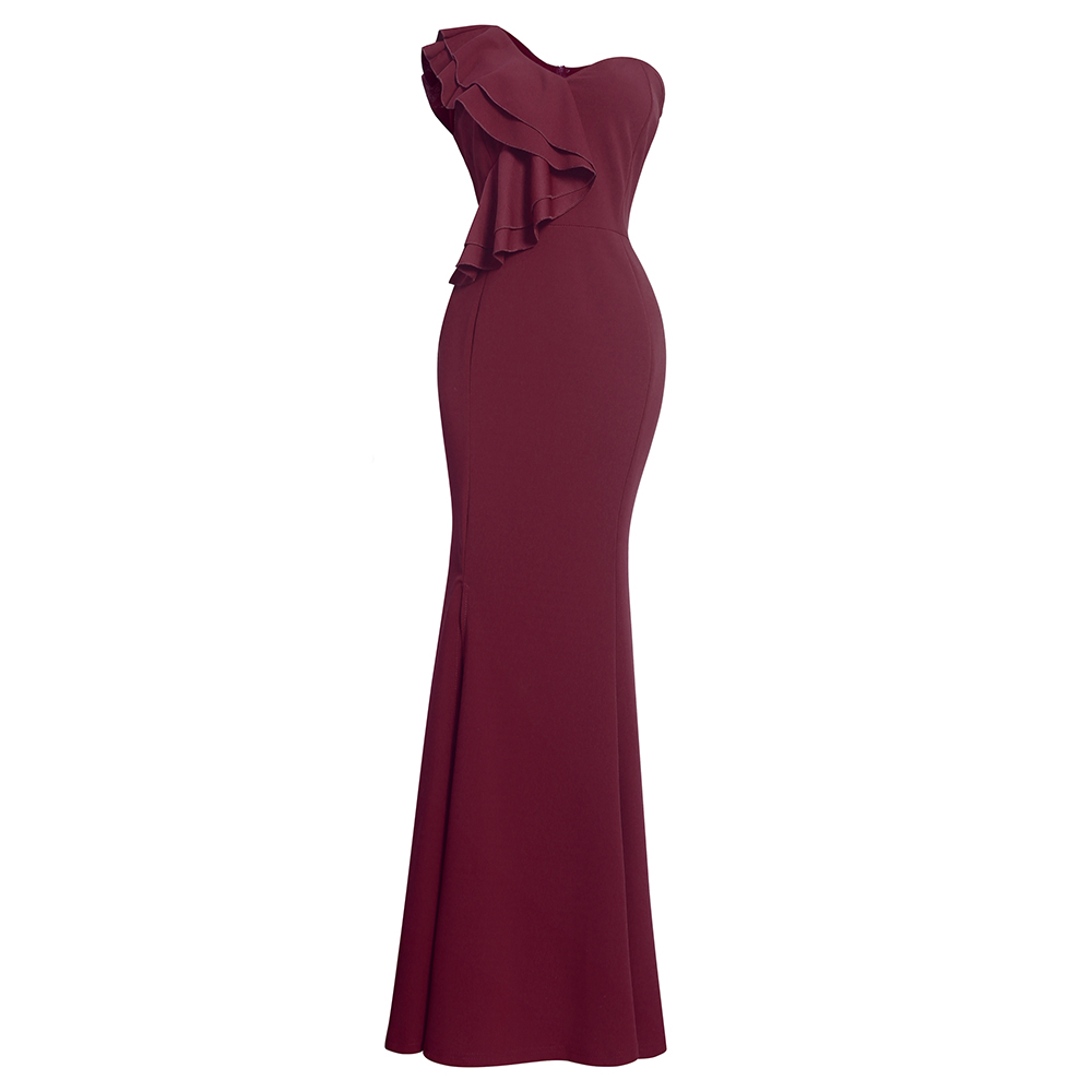 MD Rohr oben Liebsten Kleider Afrikanische Frauen sexy Bodycon Dünne Lange Kleid 2022 Neue Hochzeit Party Hochzeit Party Meerjungfrau Kleid roben: Burgund / XXL