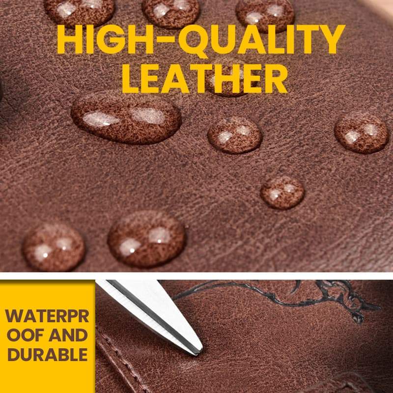 Men’s RFID Blocking Wallet Large Capacity Credit Card Holder Case Anti-Theft Vintage Business Leather Wallets Zipper Coin Purse