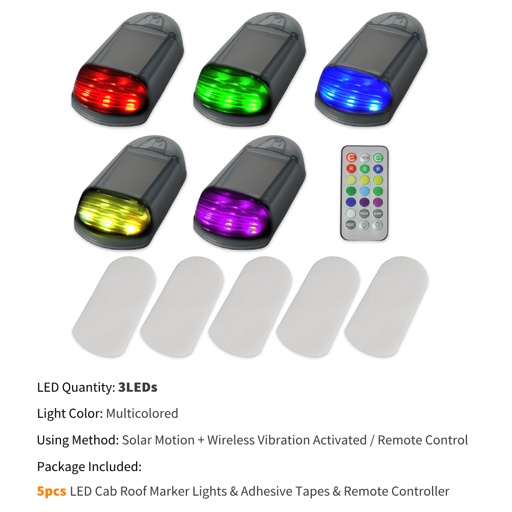 5 uds luces de cabina con energía Solar para camión 3/12LED F150 luces de cabina inalámbricas luces de techo para camioneta Dodge Ram luz de ratón de techo: Caqui