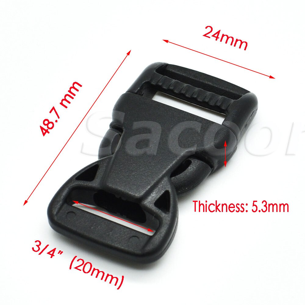 1pcs/pack Plastic Side Release Buckle Belt Buckle Package accessories Ribbon Slider Dog Collar Black: Webbing Size 20mm