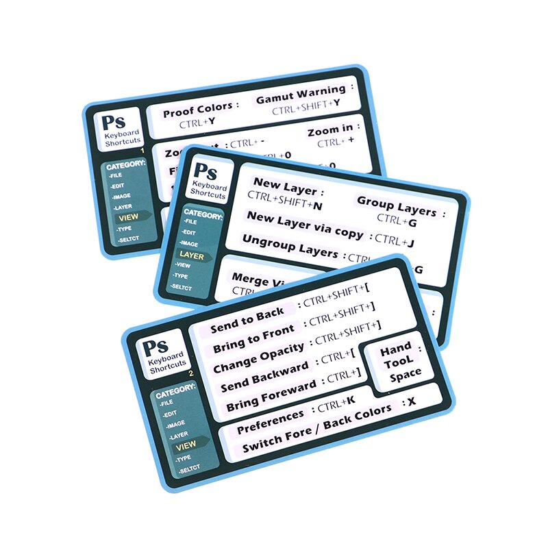 7pcs/pack Windows PC Reference Keyboard Shortcut Sticker Adhesive For PC Laptop Desktop Label Decorative Sticker