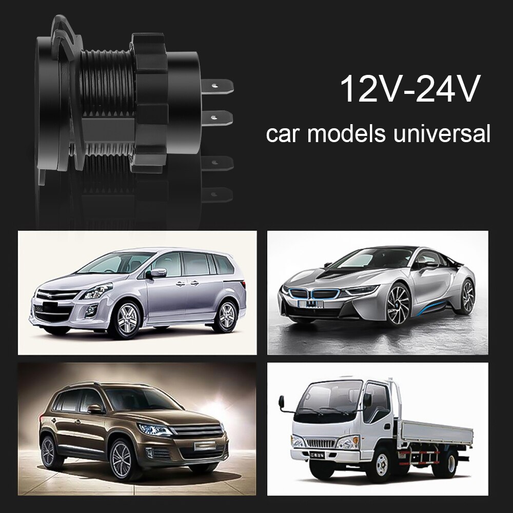 12v-24v usb billaddare med led ljus strömadapter biluttag separat strömbrytare  qc3.0 snabbladdare cigarettändare för bil