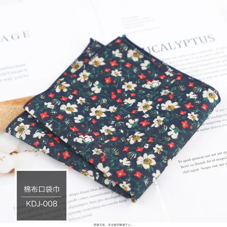 Pañuelo Floral de algodón 100% para hombre y mujer, pañuelo informal de 23cm con bolsillo para , , esmoquin, pajarita, accesorio: Azul