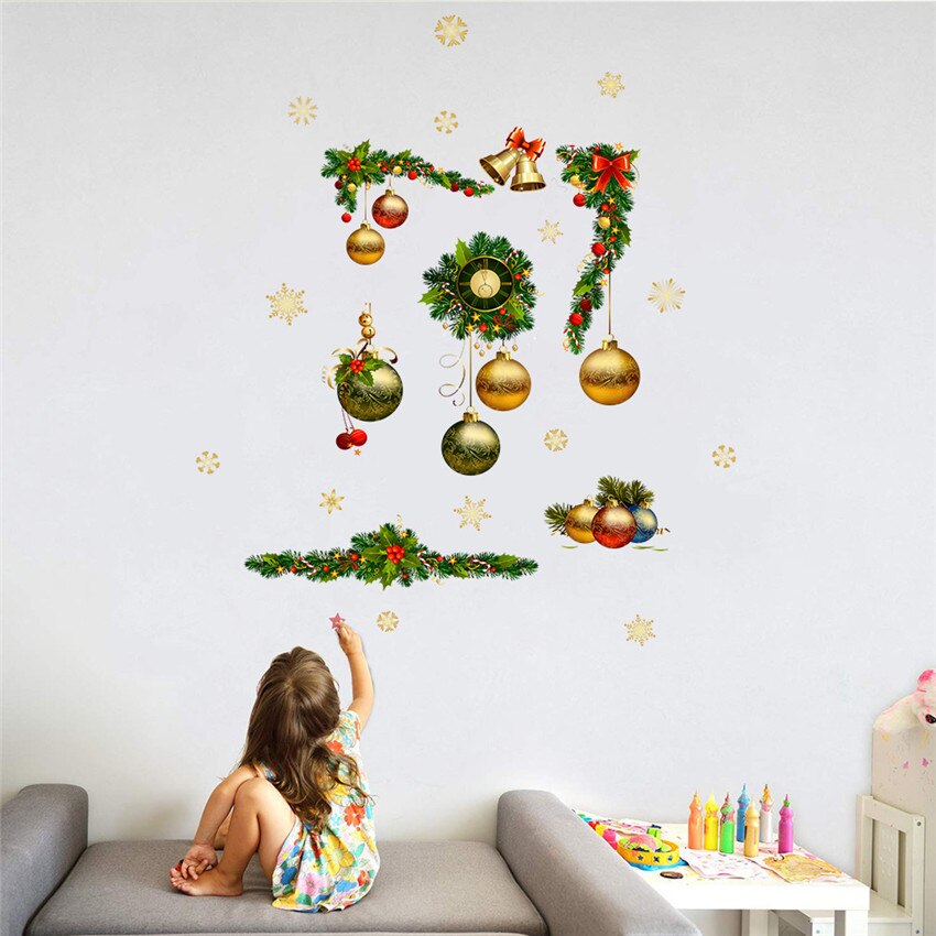 Christmas Balls Wall Stickers Window Glass door Festival Decals Christmas tree garland Murals Year Decorations Stickers
