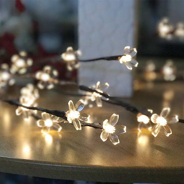 5v willow branch led light 20 glödlampor körsbärsträd diy upplysta grenar batteridriven fest heminredning nattlampa: Vitt körsbärsträd