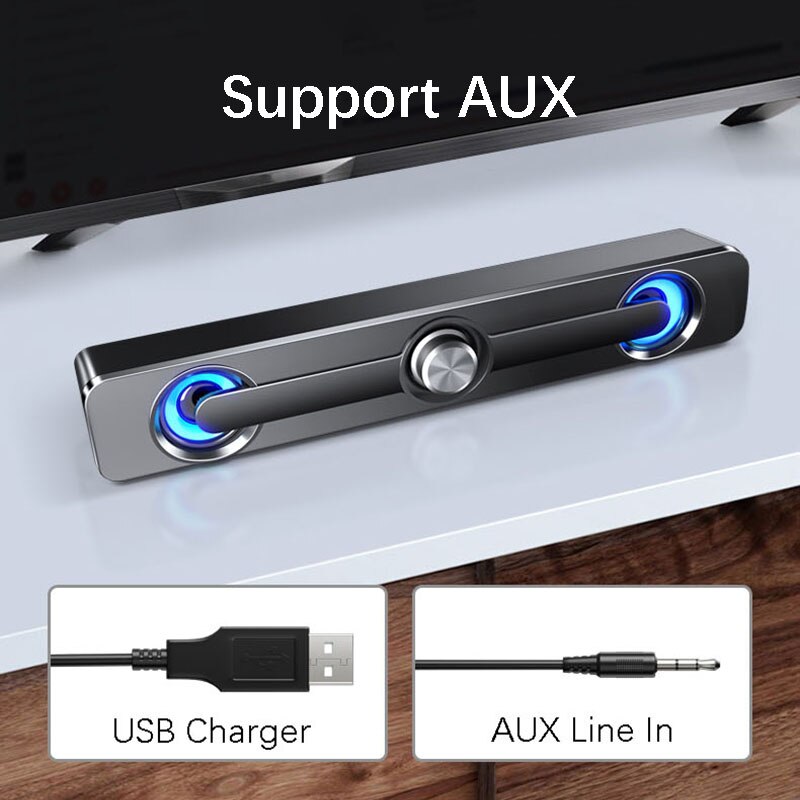 USB Wired Powerful Computer Speaker Bar Stereo Subwoofer Bass speaker Surround Sound Box for PC Laptop