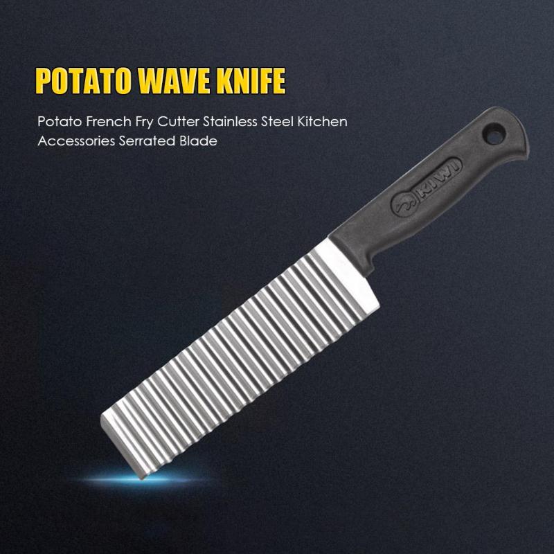 French Fried Potato Knife Stainless Steel Kitchen Accessories Sawtooth Blade Easy Slicing Banana Fruit Potato Wave Knife Chopper