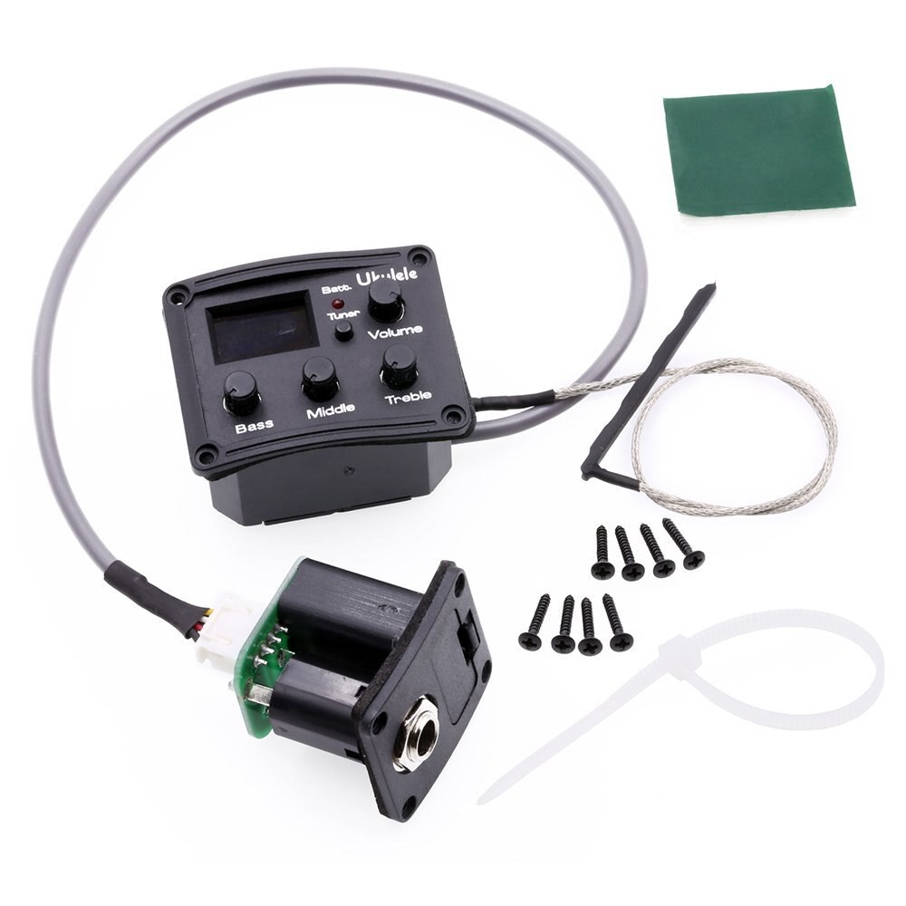 SevenAngel Ukulele 3-Band EQ Equalizer Preamp Amplifier Tuner Piezo Pickup with LCD Display