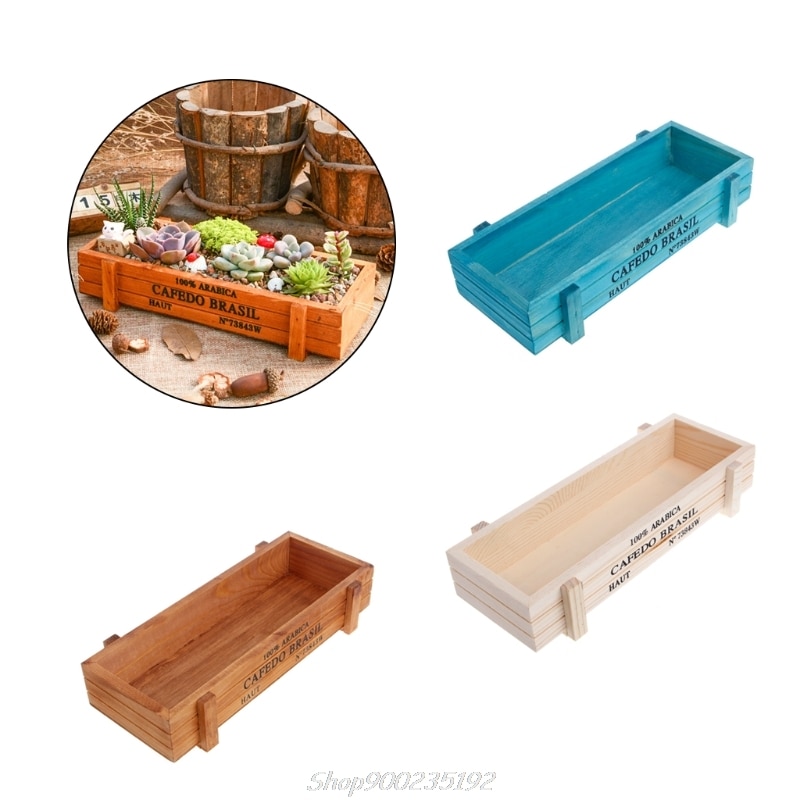 Vintage Holz Garten Blume Pflanzer Sukkulenten Topf Rechteck Trog Box Anlage Bett