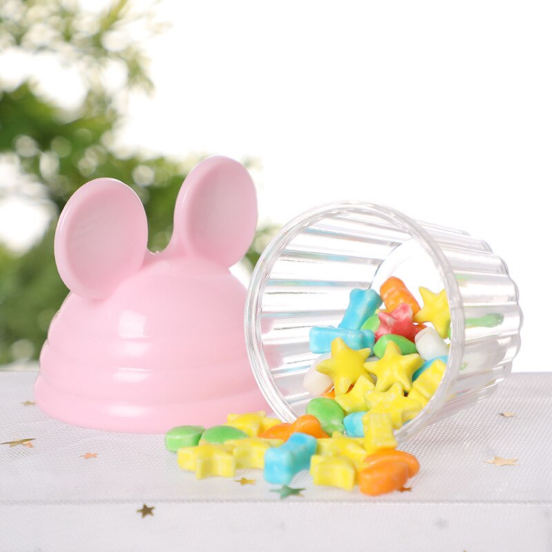 12 pièces dessin animé en plastique boîte à bonbons mignon rond étui d'emballage de rangement pour mariage bébé douche anniversaire