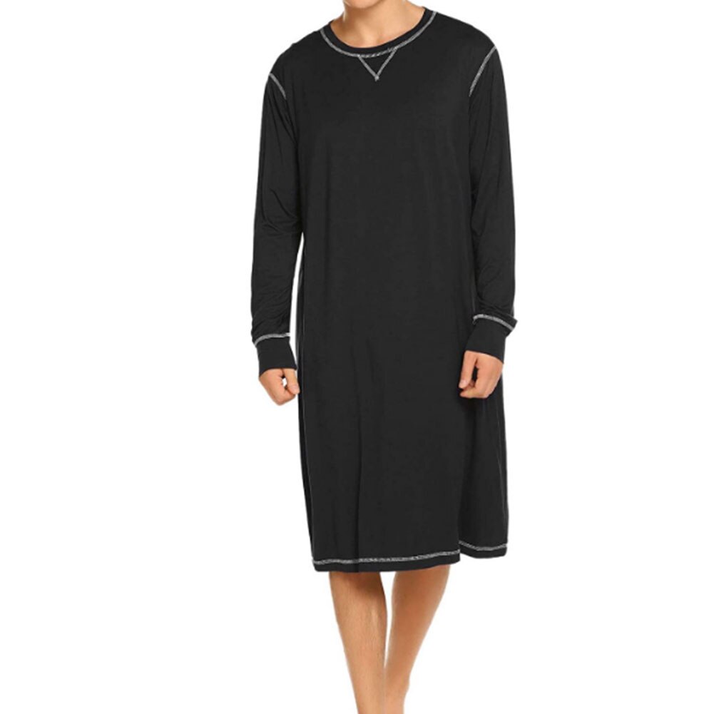 Meihuida nattkläder herr nattskjorta långärmad nattlinne pyjamas skön skjorta för lös sömn s-xxl: A / M