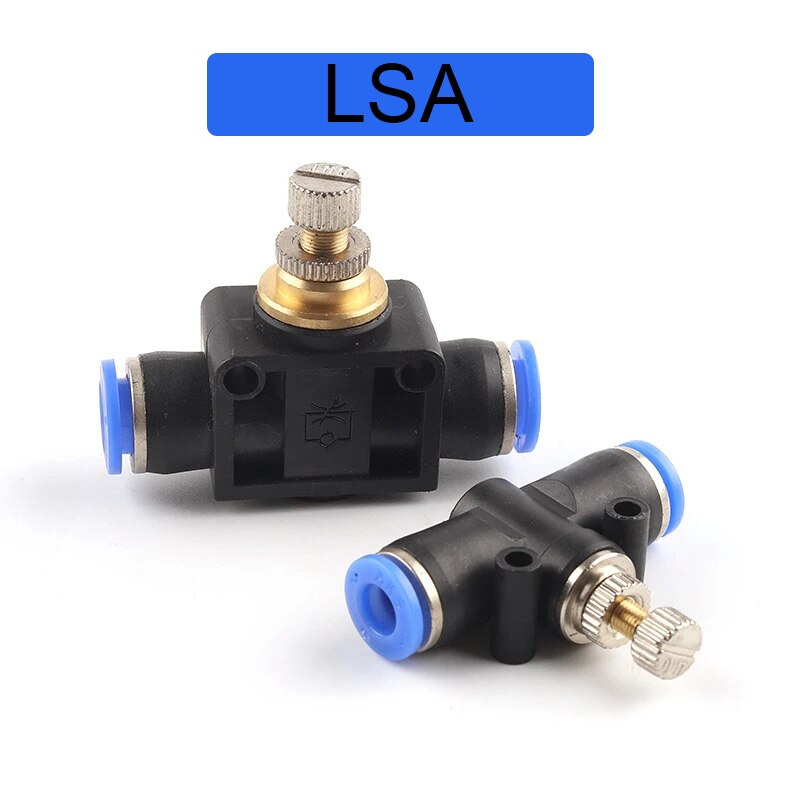 Lsa pneumatikkopplingar justera pneumatik luftgasventil hastighetskontroll snabb slang slang vattenkoppling 4mm 6mm 8mm 10
