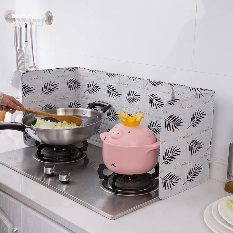 Kjøkkenolje sprut baffel skillevegg plate oljesprut aluminiumsfolie plate gasskomfyr matlaging stekepanne kjøkkentilbehør