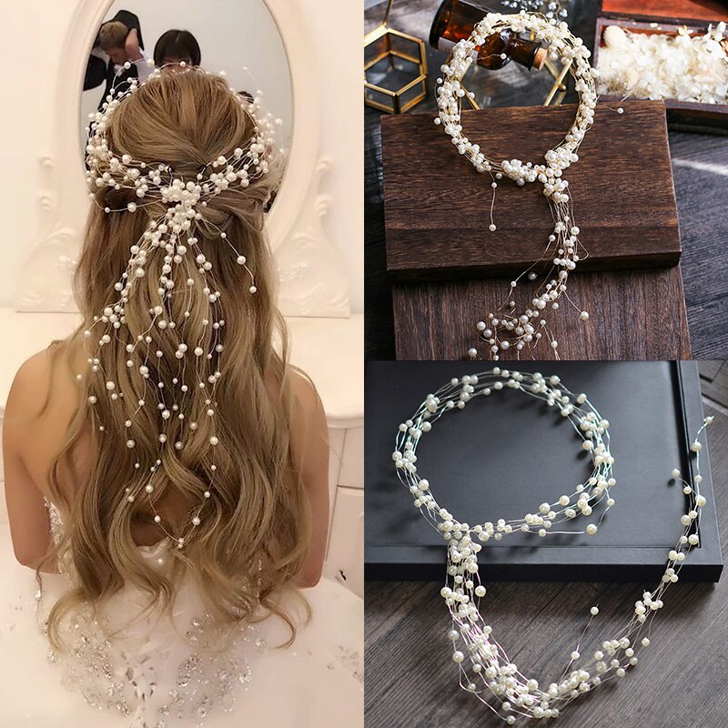 Moda ślubna akcesoria do włosów imitacja perły opaski dla panny młodej kryształowa korona kwiatowa elegancka ozdoba do włosów ozdoby spinka do włosów