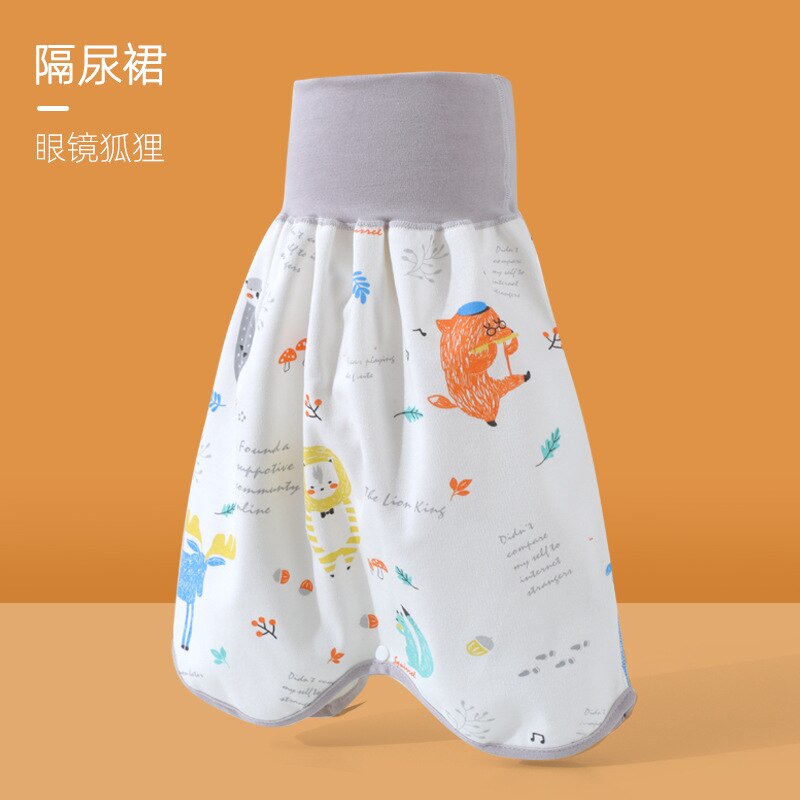 Baby bed wetting proof diaper training pants children&#39;s waterproof washable diaper pants diaper skirt cloth diaper pants: Skirt-glasses fox