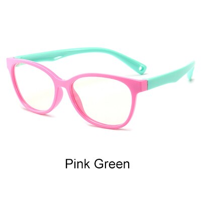 Ralferty kids ultralichte siliconen brilmontuur anti-blauwfilterbril computerbril  uv400 brillenmonturen kind  k007: Roze groen