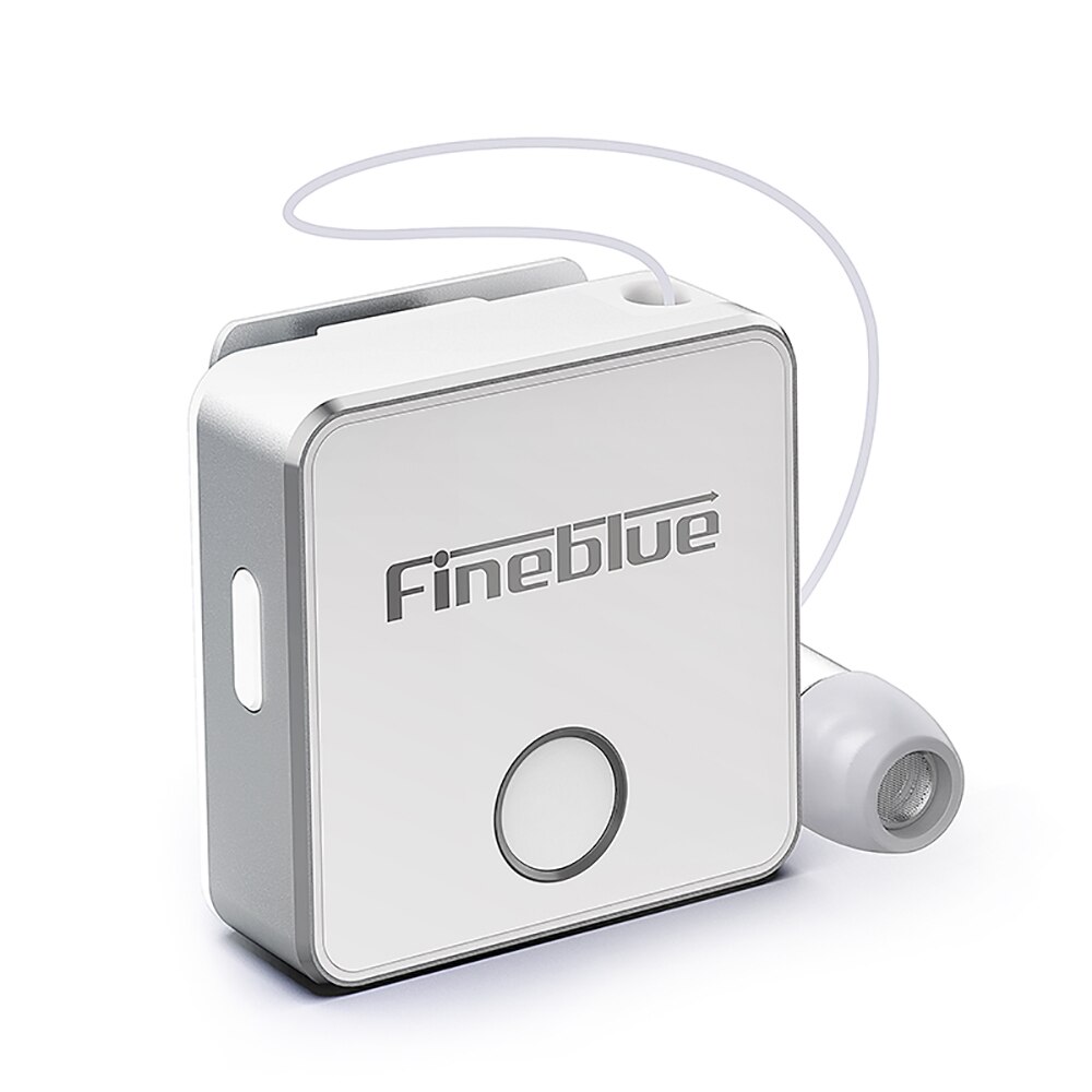 Fineblue f1 bluetooth 5.0 fone de ouvido clip-on cabo retrátil fone de ouvido música sem fio fones de ouvido vibração alerta mãos livres com microfone: White no box