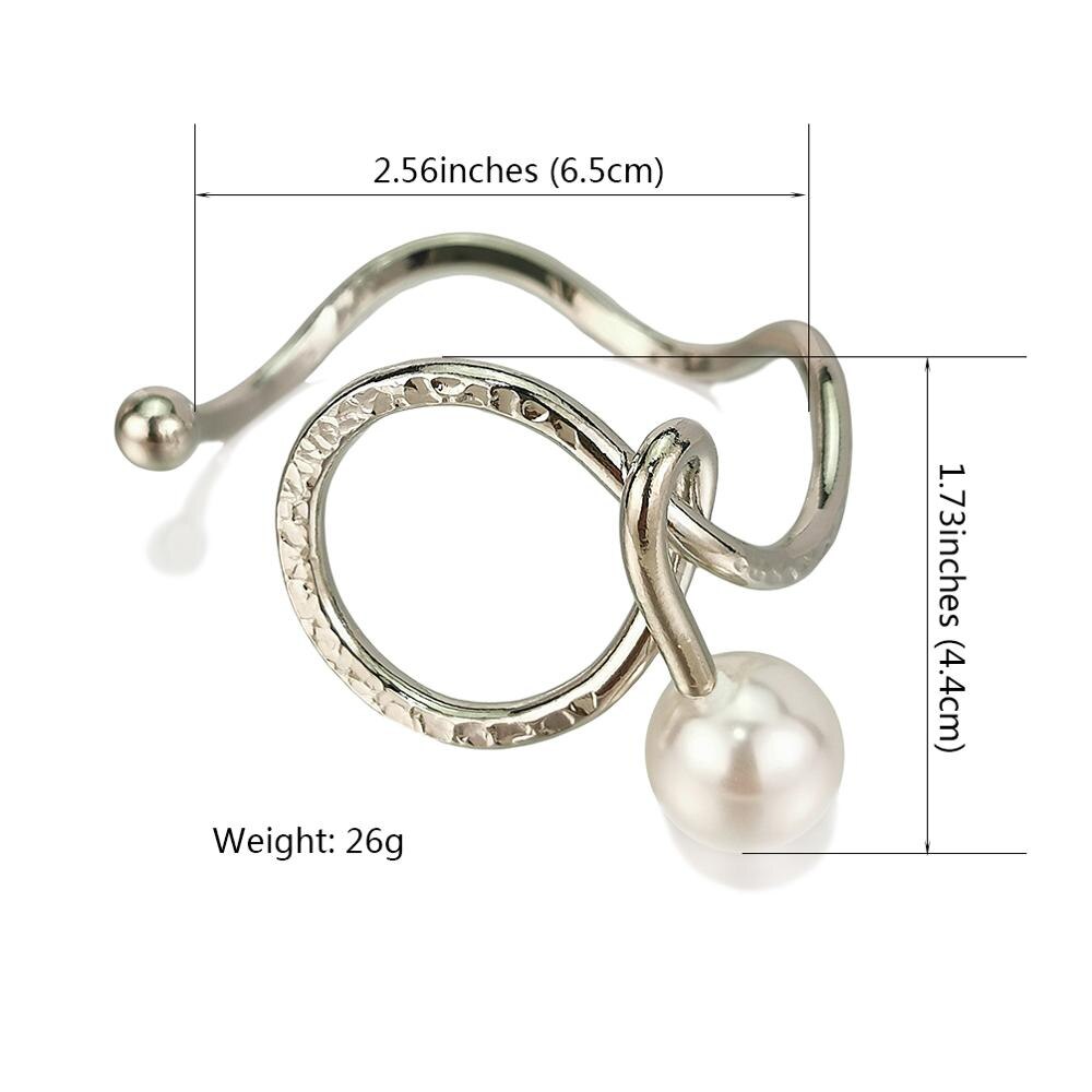 MANILAI Brand Imitation Pearl Cuff Bracelets For Women Wave Curve Metal Bracelet Bangles Alloy Charm Jewelry Party