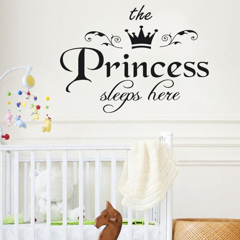 Crown Brief Meisje Muurstickers Diy Prinses Muurschildering Sticker Voor Kinderen Kamers Babykamer Dorm Decoratie