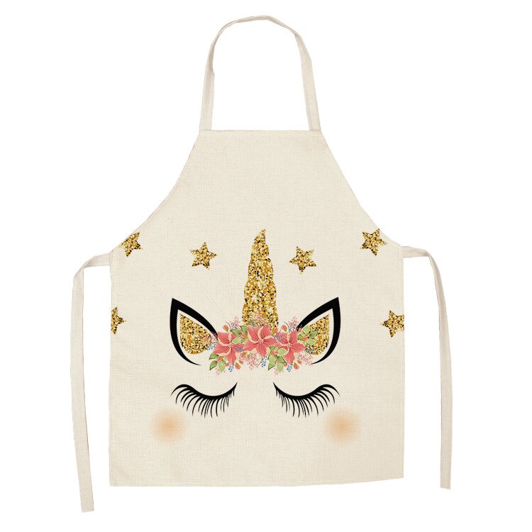 Unicorn Kitchen Apron Cartoon Parent-child Sleeveless Apron Cotton Linen Aprons for Adult Home Cleaning Tools Bibs