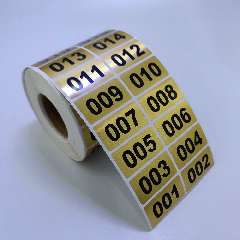 1000 Consecutive Sequential Numbering Labels Adhesive Number Sticker Gold Colour