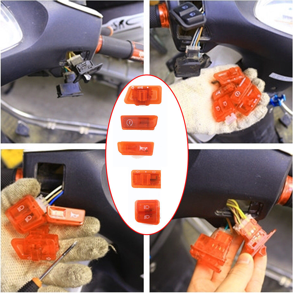 5 kpl moottoripyörän käynnistyspainike kytkin mopon skootterin suuntavilkku ajovalojen äänitorvi kytkin ajovalon torvi himmentimen suuntakytkin