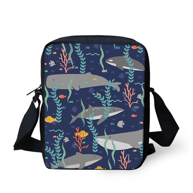 Thikin tubarão criança ombro escola quadrado saco do mensageiro animal crianças crossbody schoolbag para meninas sacos de livro infantil