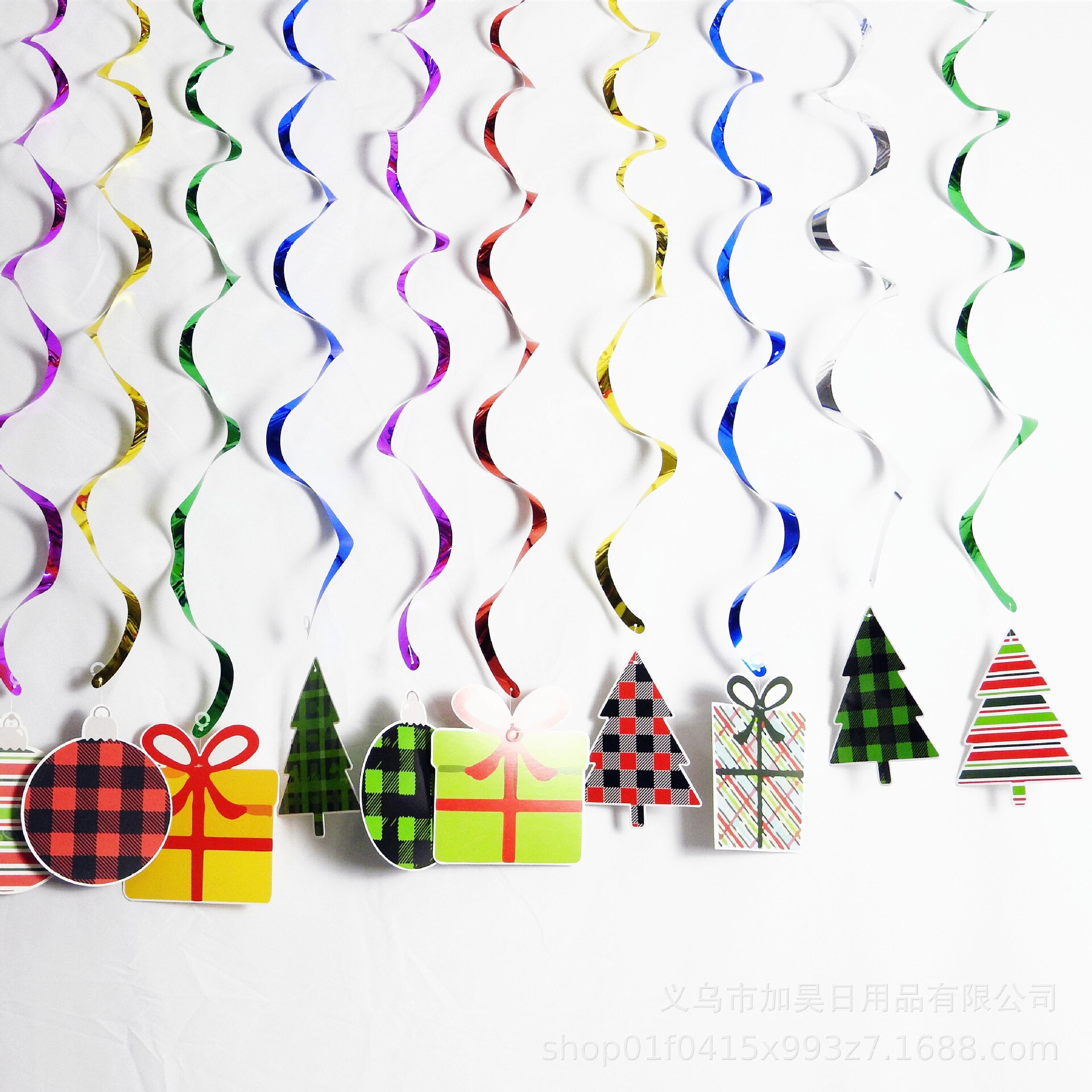 Christmas Theme Birthday Party Decorative Supplies PVC Spiral Hanging Decoration 4S Shop Kindergarten Ceiling Plastic Garland