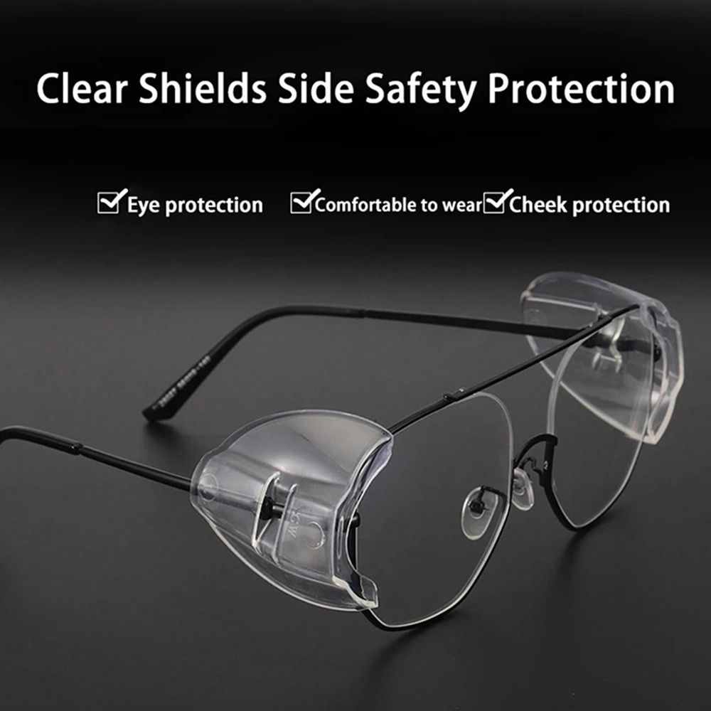 1Pair Eye Flexible Clear Shields Side Safety Goggles Glasses 95% Protection Universal Anti Fog For Women Men