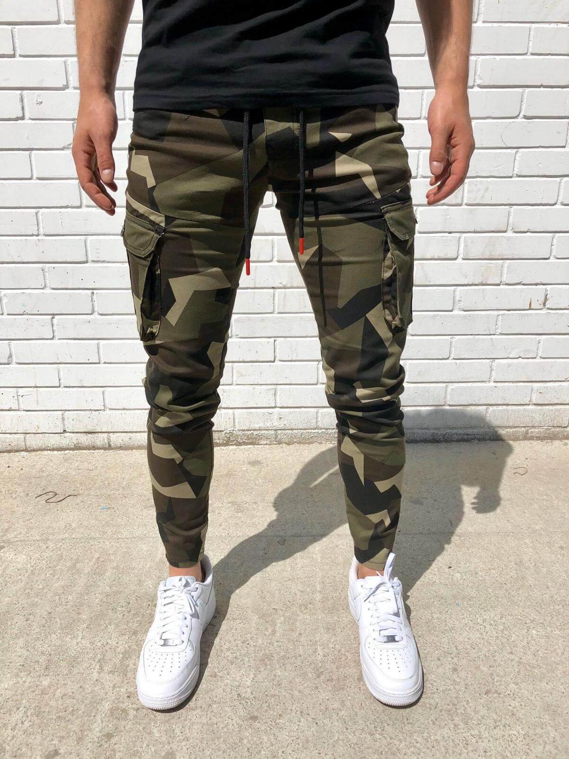 Mens FULL CAMO WITH STRIPE TRACK BOTTOM PANTS