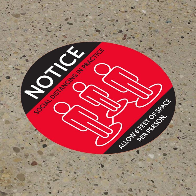 Social Distancing Floor Decals Safety Floor Sign Marker poster Maintain 6 Foot Distance Anti-Slip, Commercial Grade 11' Round: A6