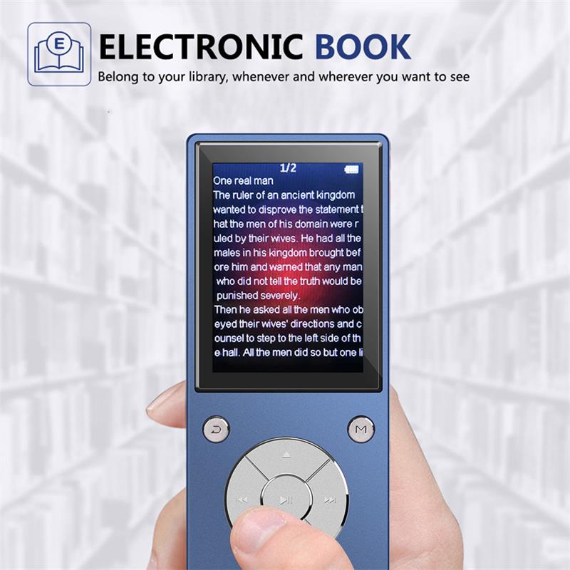 MP4 Player Bluetooth4.2 Built-in Speaker 8GB/16GB with 2.4 Inch HD Color Screen, FM Radio, Voice Recorder, Video