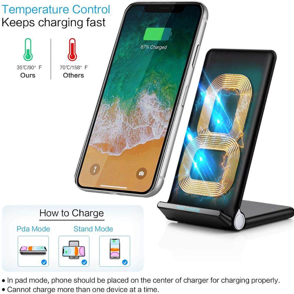 FDGAO 15W Qi Wireless Charger For Samsung S20 S10 S9 Note 9 10 Fast Charging Dock Stand For iPhone 11 Pro X XS MAX XR 8 Plus